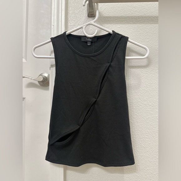 Lulu's Ribbed Black Tank Top - Picture 1 of 6